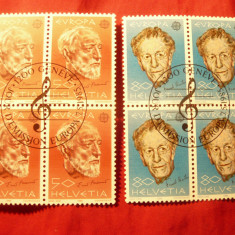 2 Blocuri -Serie Elvetia 1985 Europa CEPT Muzica.stampila speciala 4x2val.