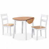 Set mobilier bucătărie, 3 piese, MDF și lemn de hevea, alb