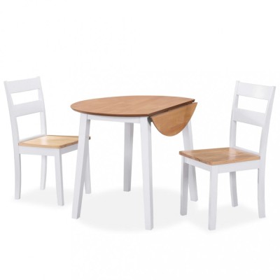 Set mobilier bucătărie, 3 piese, MDF și lemn de hevea, alb foto