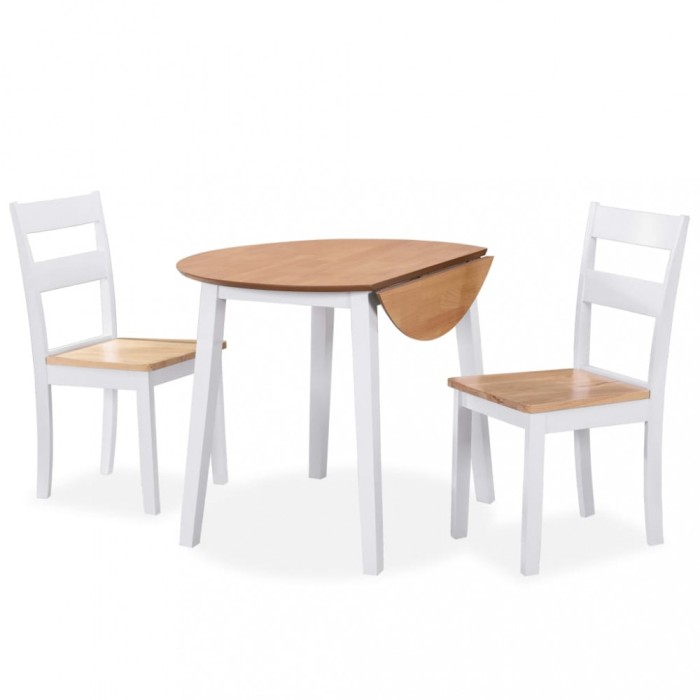 Set mobilier bucătărie, 3 piese, MDF și lemn de hevea, alb