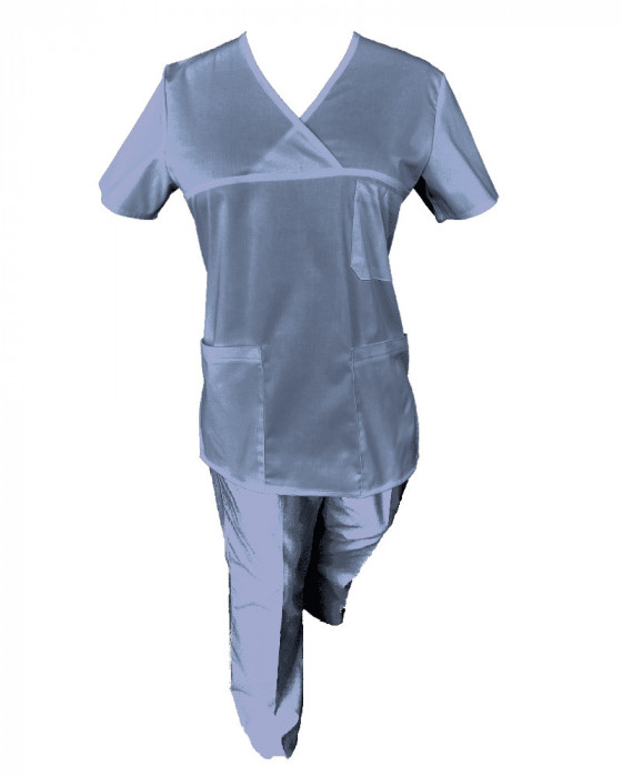 Costum Medical Pe Stil, Albastru Deschis, Model Classic - 2XL, XS