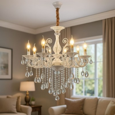 Candelabru Cristal SANSSOUCI Magno, 8xE14, Diametru 70cm, Alb ModernLight Concept foto
