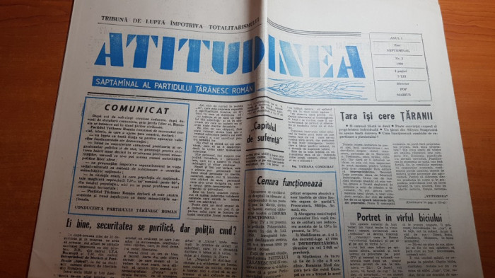 ziarul atitudinea martie 1990-comuna 30 decembrie satul copaceni