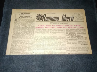 ZIARUL ROMANIA LIBERA 7 IULIE 1950 RAZBOI COREEA foto