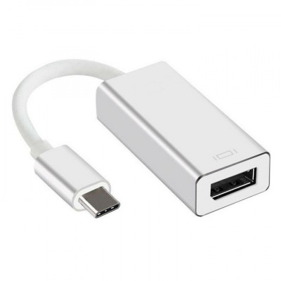 Adaptor convertor USB-C 3.1 Type C la DisplayPort pentru laptop, telefon, tableta, suporta 4K, argintiu foto