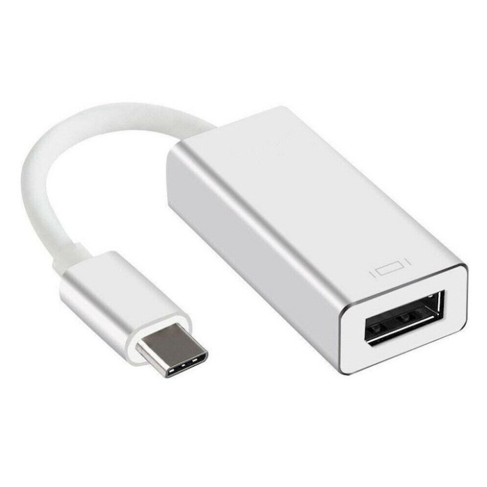 Adaptor convertor USB-C 3.1 Type C la DisplayPort pentru laptop, telefon, tableta, suporta 4K, argintiu