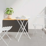VidaXL Masa Bistro pliabilă Alb &Oslash;50x71 cm din oțel vopsit