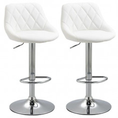 Set 2 scaune de bucatarie/bar, Marion, rotative, piele PU, alb si argintiu, 51.5x48x83-104 cm GartenVIP DiyLine