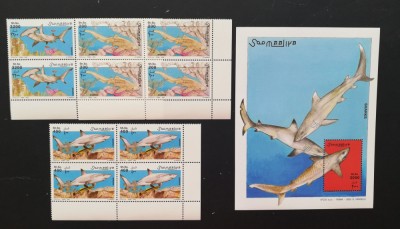SOMALIA-RECHINI-VIATA MARINA-4 X 3V.+1coala mica**SOM 157A foto