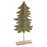 Cumpara ieftin Brad Craciun textil verde lemn natur cm 14 x 5 x 35 H