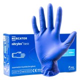 Manusi nitril albastre Mercator Nitrylex Basic marimea M, 100 buc, fara pudra, antistatice, nesterile, universale, AQL 1.5, lungime 240 mm