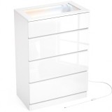 HOMCOM Comodă Modernă 4 Sertare cu Lumină LED, 60x40x90 cm, Albă | Aosom Romania