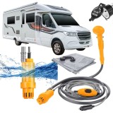 Dus portabil pentru camping, dus de camping Dus de camping portabil cu pompa, dus de camping dus auto cu furtun de 2 m, 12V, reglabila a apei pentru c