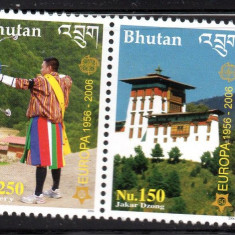 BHUTAN 2006, EUROPA CEPT, Arhitectura, Sport, serie neuzata, MNH