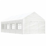 Foișor Gradina vidaXL Alb 8.92x4.08x3.22m Polietilenă, Cadru Fier, Protectie Soare/Ploaie, Evenimente, Nunti, Petreceri