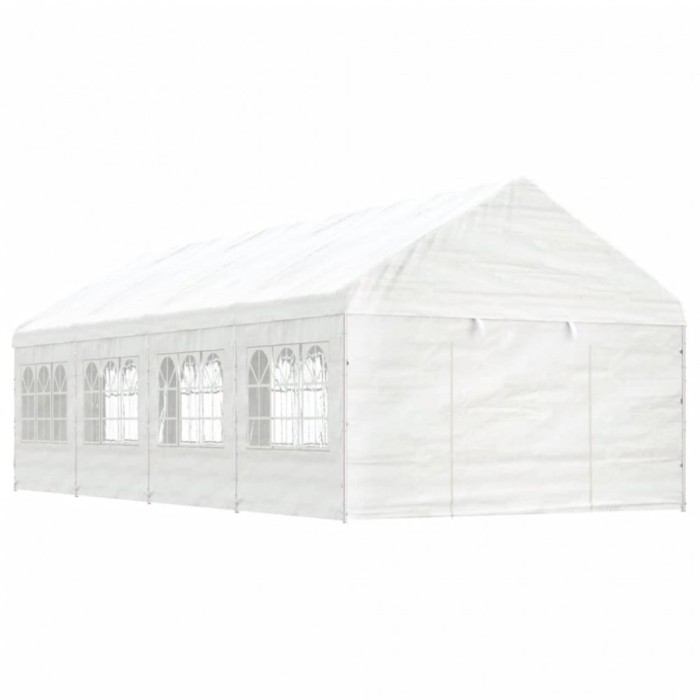 vidaXL Foișor cu acoperiș, alb, 8,92x4,08x3,22 m, polietilenă