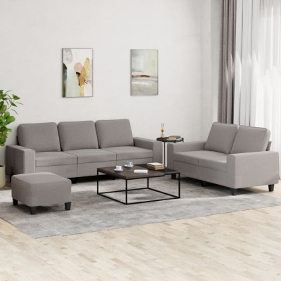 vidaXL Set de canapele, 3 piese, gri taupe, textil foto