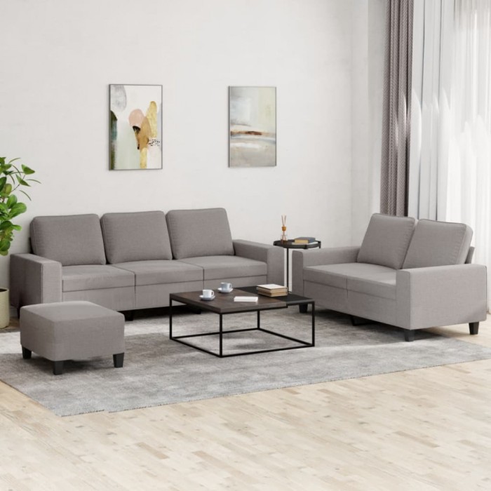vidaXL Set de canapele, 3 piese, gri taupe, textil