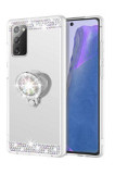 Husa silicon oglinda , inel si pietricele Samsung Note 20 , Argintiu, Alt model telefon Samsung