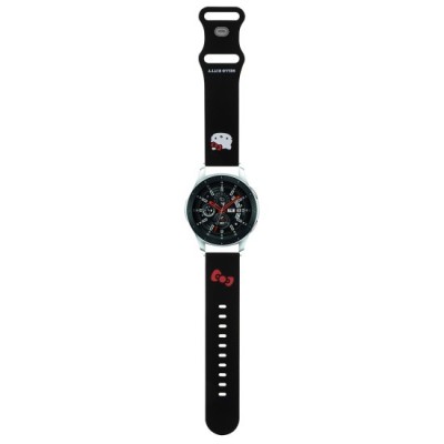 Curea pentru Samsung Watch (46mm)/Watch 3, Huawei Watch GT 2/GT&amp;nbsp;3&amp;nbsp;(46mm) - Hello Kitty Strap Silicone Kitty Head (HKUWLSCHBLK) - Black foto