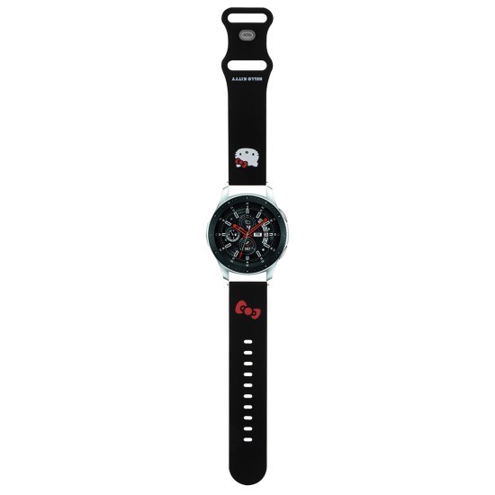 Curea pentru Samsung Watch (46mm)/Watch 3, Huawei Watch GT 2/GT&nbsp;3&nbsp;(46mm) - Hello Kitty Strap Silicone Kitty Head (HKUWLSCHBLK) - Black
