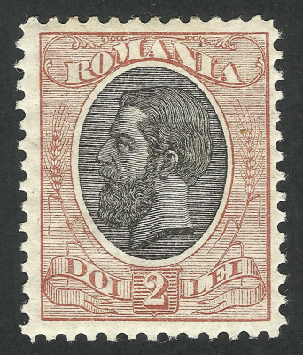 ROMANIA 1903 SPIC DE GRAU FARA FILIGRAN 2 LEI - MNH / CU EXPERTIZA PE VERSO foto