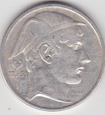 BELGIA 50 FRANCI FRANCS 1951