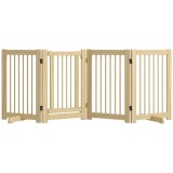 PawHut Grilaj independent pentru c&acirc;ini, 4 panouri, flexibil, lemn de pin, 204L x 36B x 75H cm, lemn natural | Aosom Romania