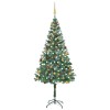 VidaXL Brad Crăciun artificial pre-iluminat globuri/conuri pin, 180 cm 3077528