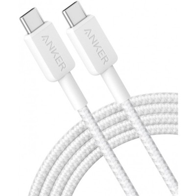 Cablu Date si Incarcare USB-C - USB-C Anker 322, 60W, 1.8m, Alb A81F6G21 foto