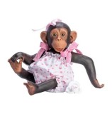 Cumpara ieftin Maimutica Asivil - Reborn cu scutec, costumas cu fundite roz si suzeta, 32 cm