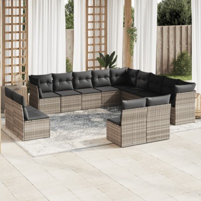 Gossi set canapele de gradina cu perne, 13piese gri deschis poliratan foto