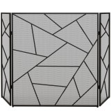 HOMCOM Paravan Pliabil Anti-Sc&acirc;ntei pentru Șemineu cu 3 Panouri, 135x1,2x85 cm, Negru | Aosom Romania