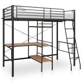 Cumpara ieftin Cadru de pat supraetajat cu masa, gri, 90 x 200 cm, metal