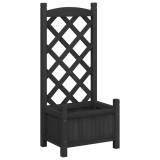 Cumpara ieftin Jardiniera cu spalier, negru, 40x30x90 cm, lemn masiv de brad