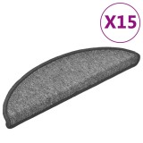 Cumpara ieftin Covorase pentru scari, 15 buc., 56x17x3 cm, gri inchis, semirotunde
