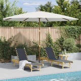 Cumpara ieftin Umbrelă de soare exterior, st&acirc;lp din lemn, alb nisipiu, 350 cm