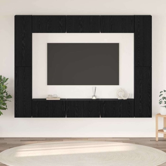 vidaXL Set comodă TV 10 pcs Stejar negru Mediu 30.5 x 30 x 90 cm