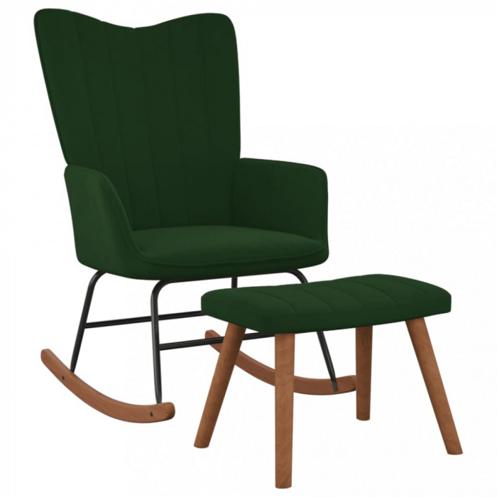 Gossi scaun balansoar cu taburet, verde inchis, catifea