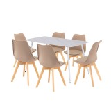 Ravena 6+1 set de sufragerie alb-bej