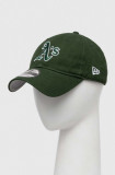 Cumpara ieftin New Era șapcă de baseball din bumbac culoarea verde, cu imprimeu, OAKLAND ATHLETICS