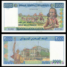 DJIBOUTI █ bancnota █ 2000 Francs █ 2008 █ P-43 SEMNĂTURA NOUĂ █ UNC necirculata