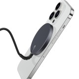 Incarcator wireless mini halolock, magnetic strong, cablu din nylon, negru