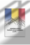 Poster Canvas cu Citat Patriotic Rom&acirc;nesc &ndash; Ne&icirc;nramat pe P&acirc;nză Mată - Romania Este O Poveste | A4 (21 x 29.7 cm)