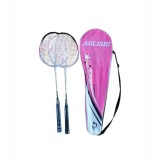 Set Badminton BSR, Palete cu Maner din Lemn, L 63 cm, Husa cu Fermoar, 2 buc, Roz