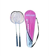 Set Badminton BSR, Palete cu Maner din Lemn, L 63 cm, Husa cu Fermoar, 2 buc, Roz