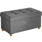 SONGMICS Taburet pliabil cu sezut moale, spatiu de depozitare, maxim 300kg, 76x38x40cm, gri inchis Household NewTrend