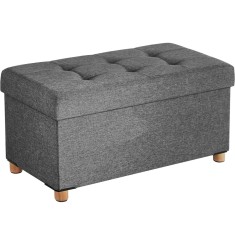SONGMICS Taburet pliabil cu sezut moale, spatiu de depozitare, maxim 300kg, 76x38x40cm, gri inchis Household NewTrend