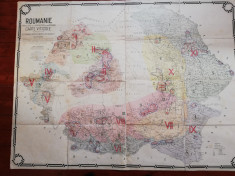 Exceptionala harta Romania Mare,unicat,uriasa,140x120cm,caserata,pt.exp.Paris, foto