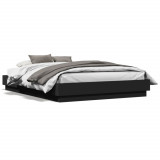 VidaXL Cadru de pat, negru, 140x190 cm, lemn prelucrat